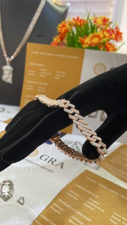 Two Tone Rosegold VVS Moissanite Diamond Cuban Bracelet